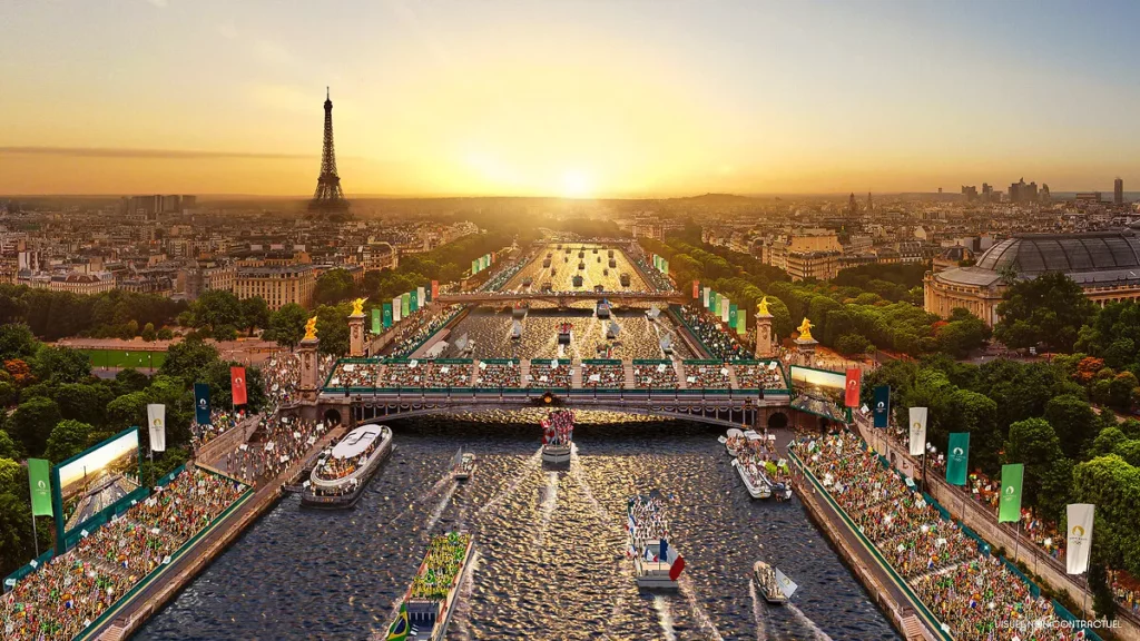 Simulation de ce à quoi pourrait ressembler la cérémonie d'ouverture des Jeux Olympiques sur Seine !