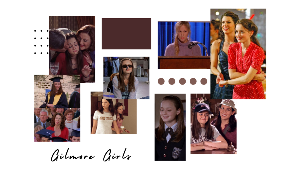 Collage d'images en fond d'écran issue de la série Gilmore Girls